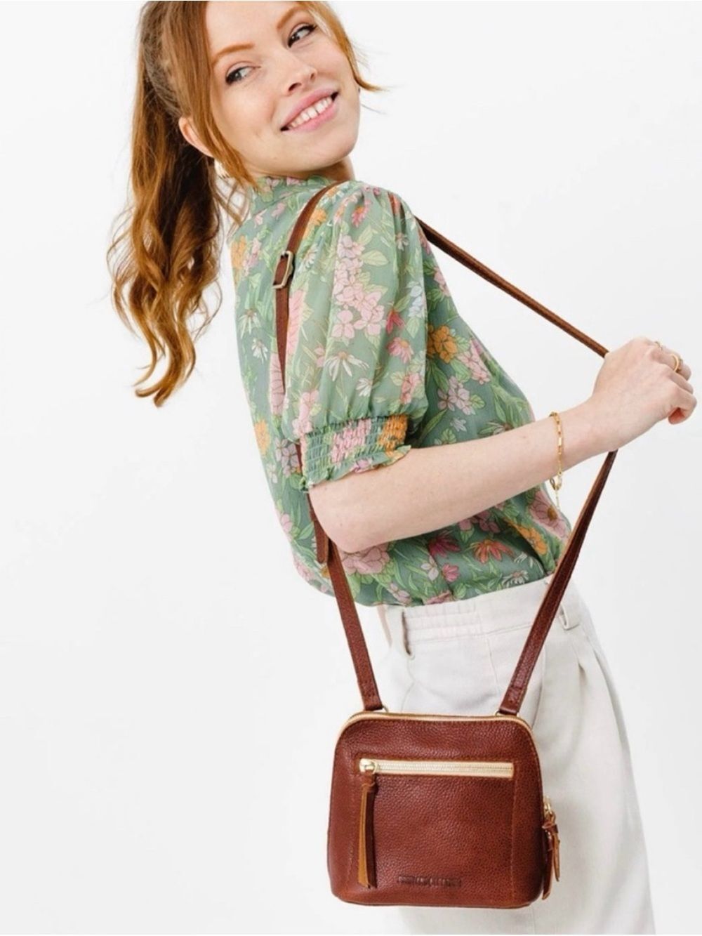 PORTLAND LEATHER GOODS Almost Perfect The Luna Crossbody Bag in Nutmeg